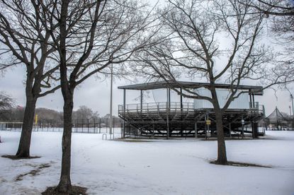 Casey Stops by the Ball Park on a Snowy Evening